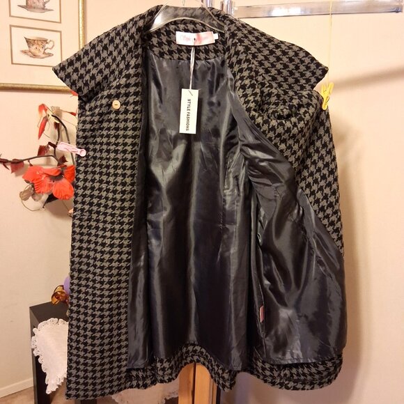 NEW Women’s Gray Black Double-Breasted Lined Trench Coat Winter Outerwear 16 XL - Picture 6 of 8